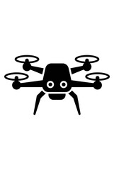 Fototapeta premium Black Drone Icon - Quadcopter Silhouette on White Background