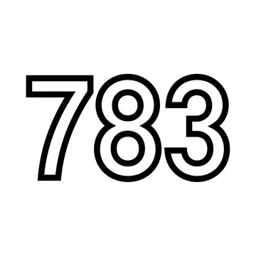 Bold Black Outline Number 783 on White Background