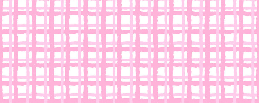 Watercolor baby pattern with pink grid squares on light background, seamless soft check design. Perfect for fabric or wrapping paper. Drag to swatches panel to use.