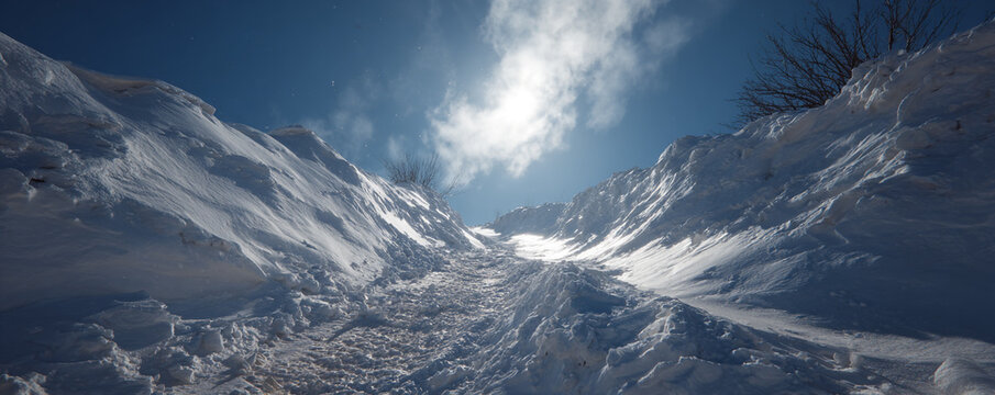 Natural snow fill light reflecting upward, low frontal angle 32k