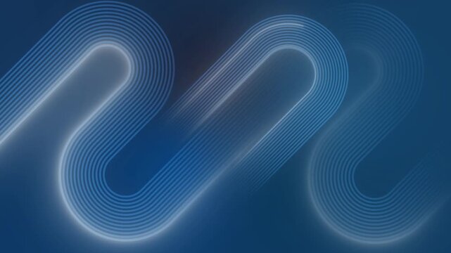 Abstract blue geometric motion background with smooth parallel neon lines and soft glowing futuristic curves