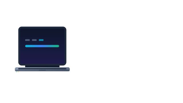 Laptop computer displaying a progress bar during update