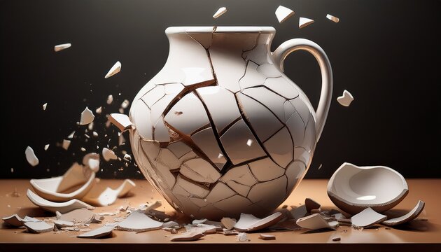 mesmerizing reversal of broken vase pieces coming together in a seamless dance of restoration