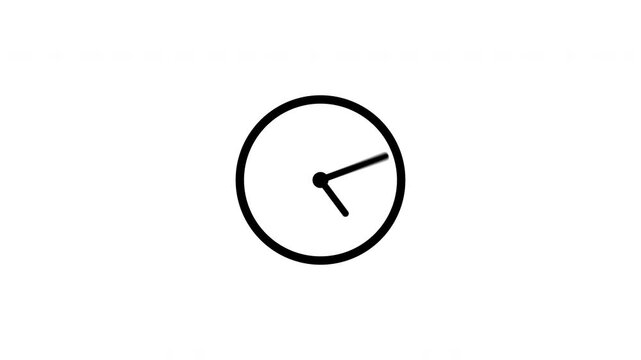clean and modern clock icon animation representing time, Clock icon flat style 24 hours day fast speed with moving timer clock rotation. 4K video