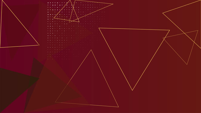 Geometric triangle patterns, red background, gold shapes, abstract design elements, luxury texture