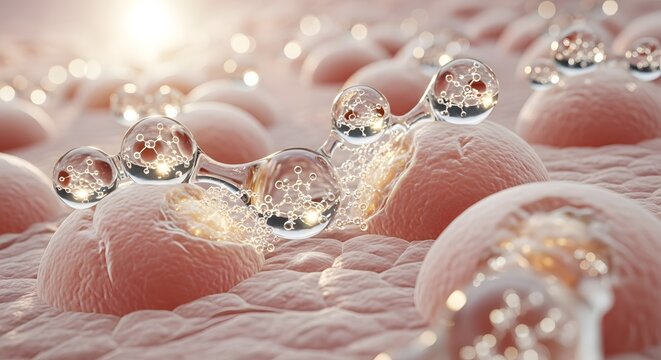 Molecular structure of hydrated skin cells with moisture molecules