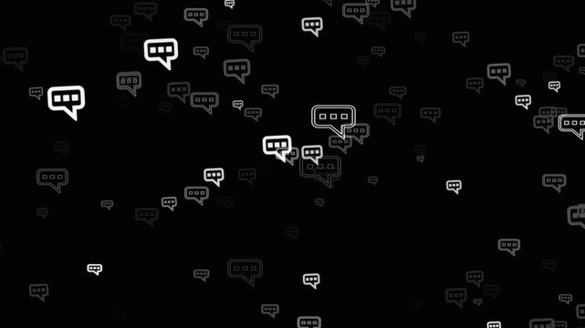Floating chat bubble icons with alpha channel, seamless loop animation for messaging and communication projects.