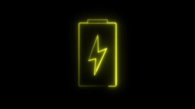 neon battery icon. glowing Battery Status Sign. neon charger icons.Battery With A Bolt Symbol blue gradient vector.