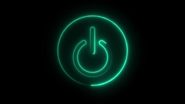 Power button turning on and off on a dark background .colorful power button. Power button .