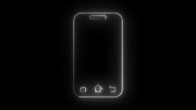 Smartphone icon, flat. Smartphone symbol glowing animation. glowing mobile phone sign.