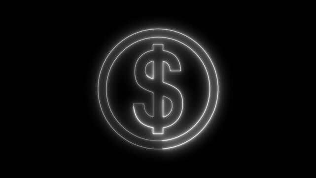 drawing dollar coin, contour color white, flat style. symbol silhouette in vector icon.