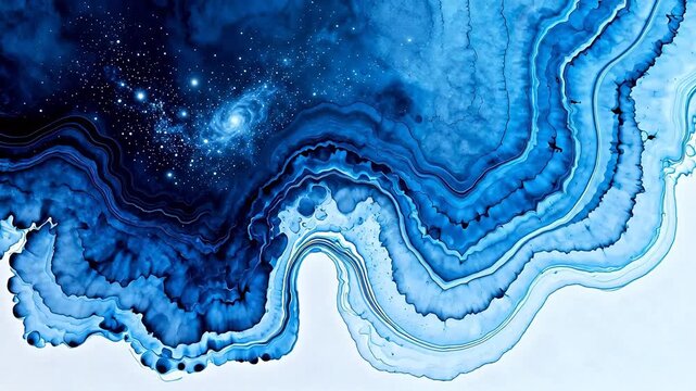 Abstract blue cosmic fluid art