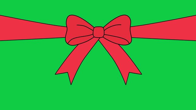 Bow ribbon icon realistic waving animation for festive gift design