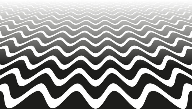 Black and White Wavy Lines Pattern. Abstract Textured Background. 
