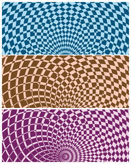 Fototapeta premium Abstract vector illustration with geometric checkerboard pattern creates a unique optical illusion.