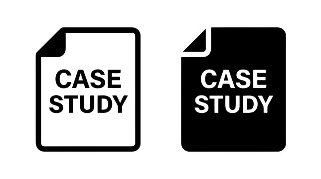 Vector illustration of case study document file icon in two styles, on a transparent background