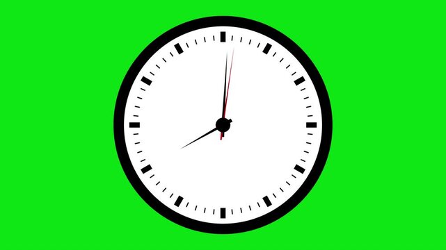 watch animation on transparent background with alpha channel. Clock icon flat style 24 hours day and night fast speed with moving timer clock rotation. Designed in a minimalist style with smooth motio