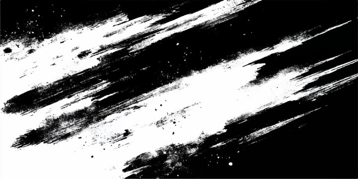 Black ink splat grunge background with abstract paint splashes, vector texture frame and border design, black and white messy artistic illustration pattern