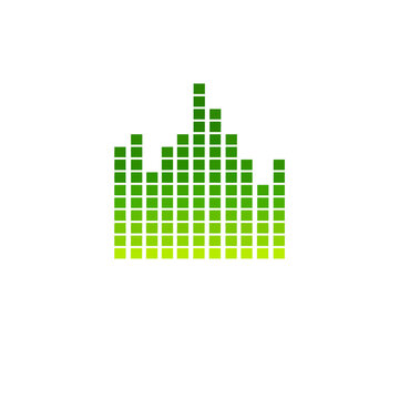 Green Volume Meter Square Grid Bars Vector