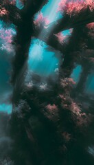 Fototapeta premium Sunken pier reveals a lost world of coral and tranquil turquoise underwater mystery