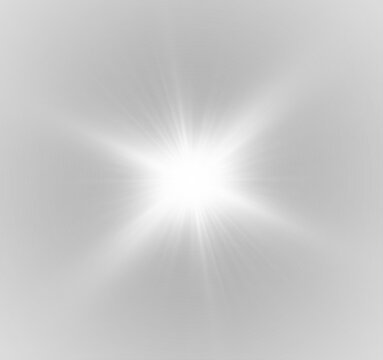 Glowing star with wide light rays. Sparkling flare and radiant background glow.