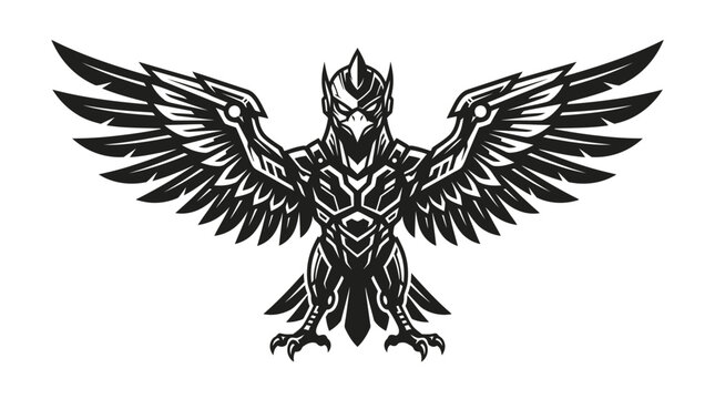 Mythical Griffin Creature Emblem, Stylized Eagle Hawk Hybrid Icon, Fantasy Heraldry