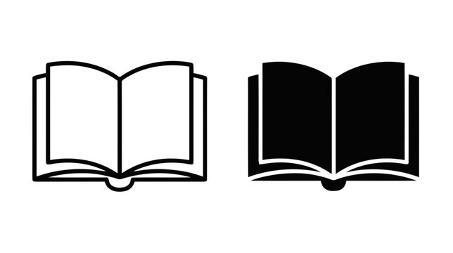 Vector illustration of open book icon set, vector illustration of reading and education symbols on a transparent background