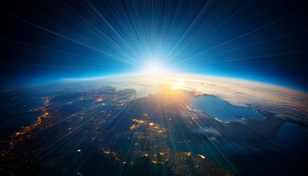 Morning Sun Rays Shining On Earth S Atmosphere From Space
