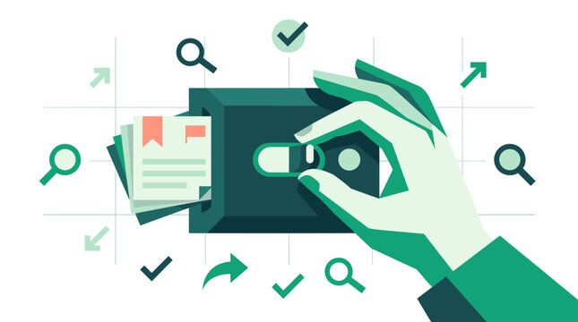 Business Data Security and Financial Auditing Illustration