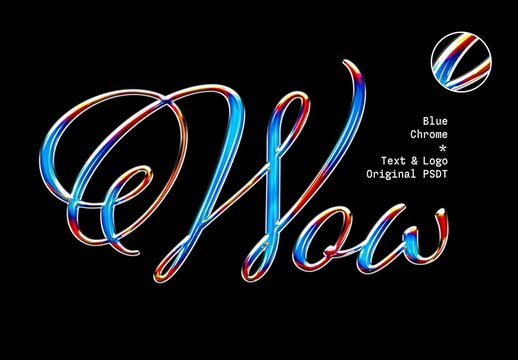 Blue Chrome Text Effect For Poster And Social Media Design