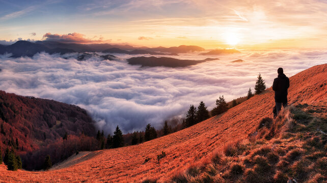 Slovakia mountain at sunset, Lysec - Velka Fatra