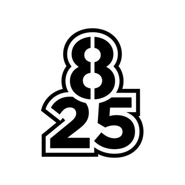Number 825, Bold Design, Graphic Element, Isolated on White