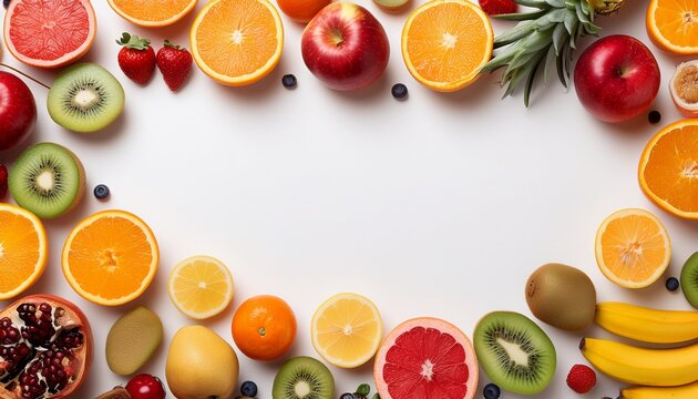 frame of fruits on white background file