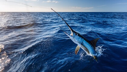 Obraz premium experience the thrill of blue marlin fishing in the ocean