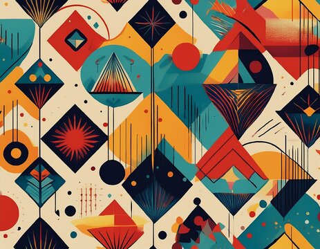 jazz music abstract geometric seamless pattern retro with texture