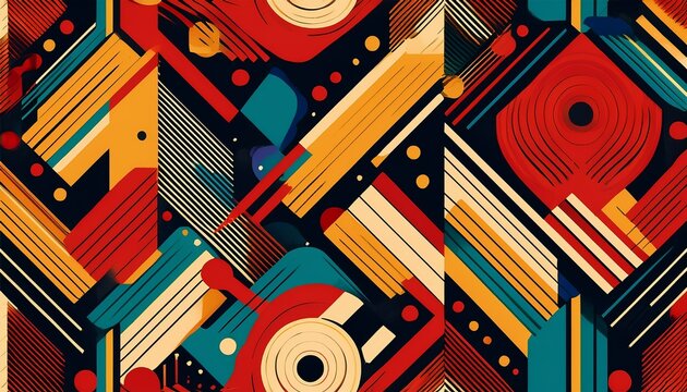 jazz funk music abstract geometric seamless pattern retro with texture