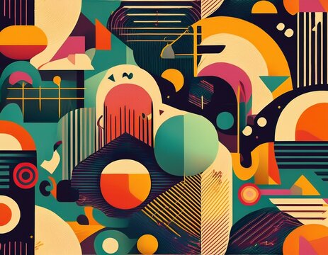 ambient music abstract geometric seamless pattern retro with texture