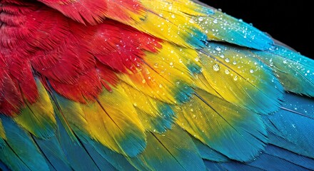 Obraz premium Full Frame Macro Background of Vibrant Scarlet Macaw Feathers