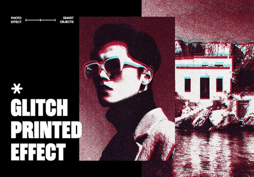 Glitch Printed Photo Effect For Poster And Social Media Design
