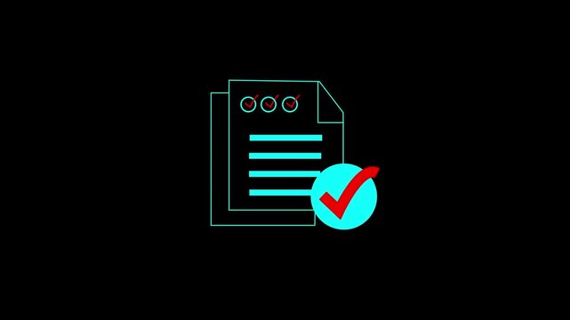 Business document icons with checkmarks representing document management, quality control, and digital work flow. Motion graphics of document verify concept,4k 