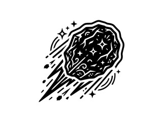 Stylized Meteorite Illustration, Cosmic Space Object, Asteroid Falling © ismatul
