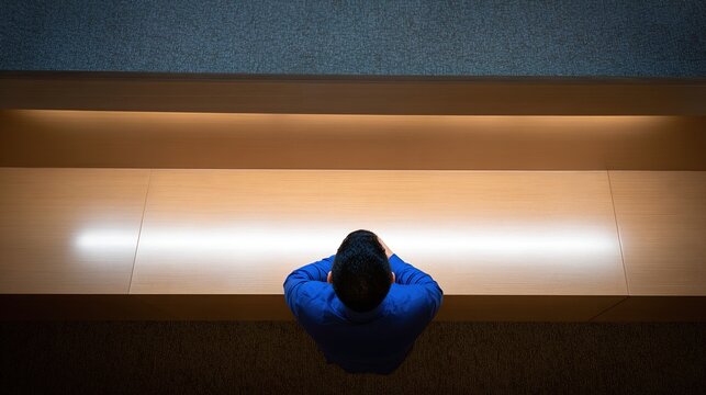 productive. Person deeply focused at a sleek modern desk, illuminated by warm ambient lighting. lifestyle magazines, social media lookbooks, designed for lifestyle magazines and social media content.