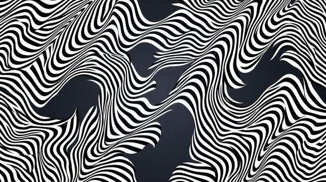 Illusory 2D flat Op Art wavy line pattern