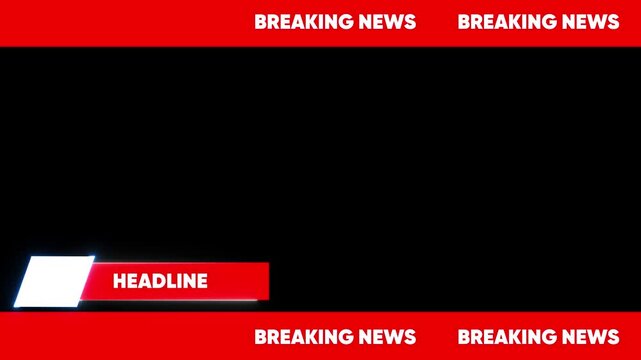 Breaking news lower thirds overlay with headline bar for broadcast news ticker desi