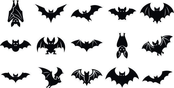 Halloween bat collection diverse silhouettes for spooky designs october celebrations