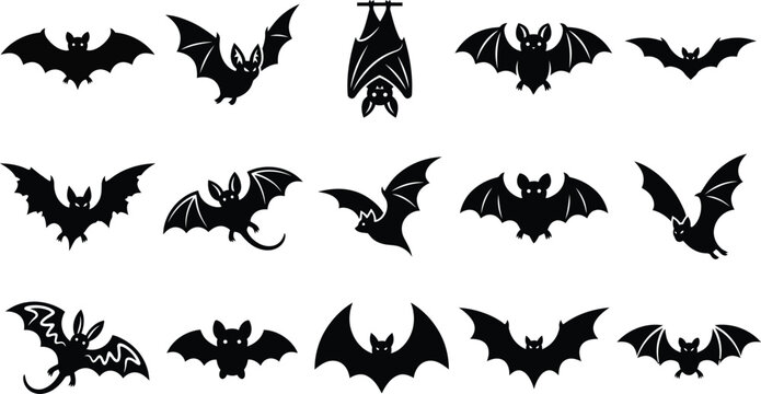 Halloween bat silhouettes diverse collection for spooky designs october celebrations