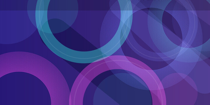Abstract dark purple background featuring translucent interlocking circles with fine line patterns and soft gradient lighting.