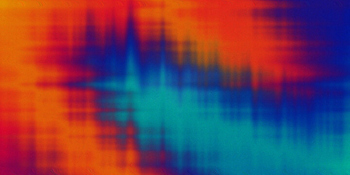Abstract digital background with distorted colorful wave interference patterns in vibrant red orange and deep blue color spectrum.