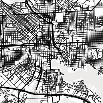 Symbol Map of the City Baltimore (Maryland, USA) showing the city center with a simple road network of black lines