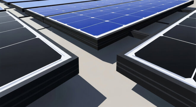 Modern Solar Panel Array Technology Illustration On A Flat Surface Showing Clean Energy Production
